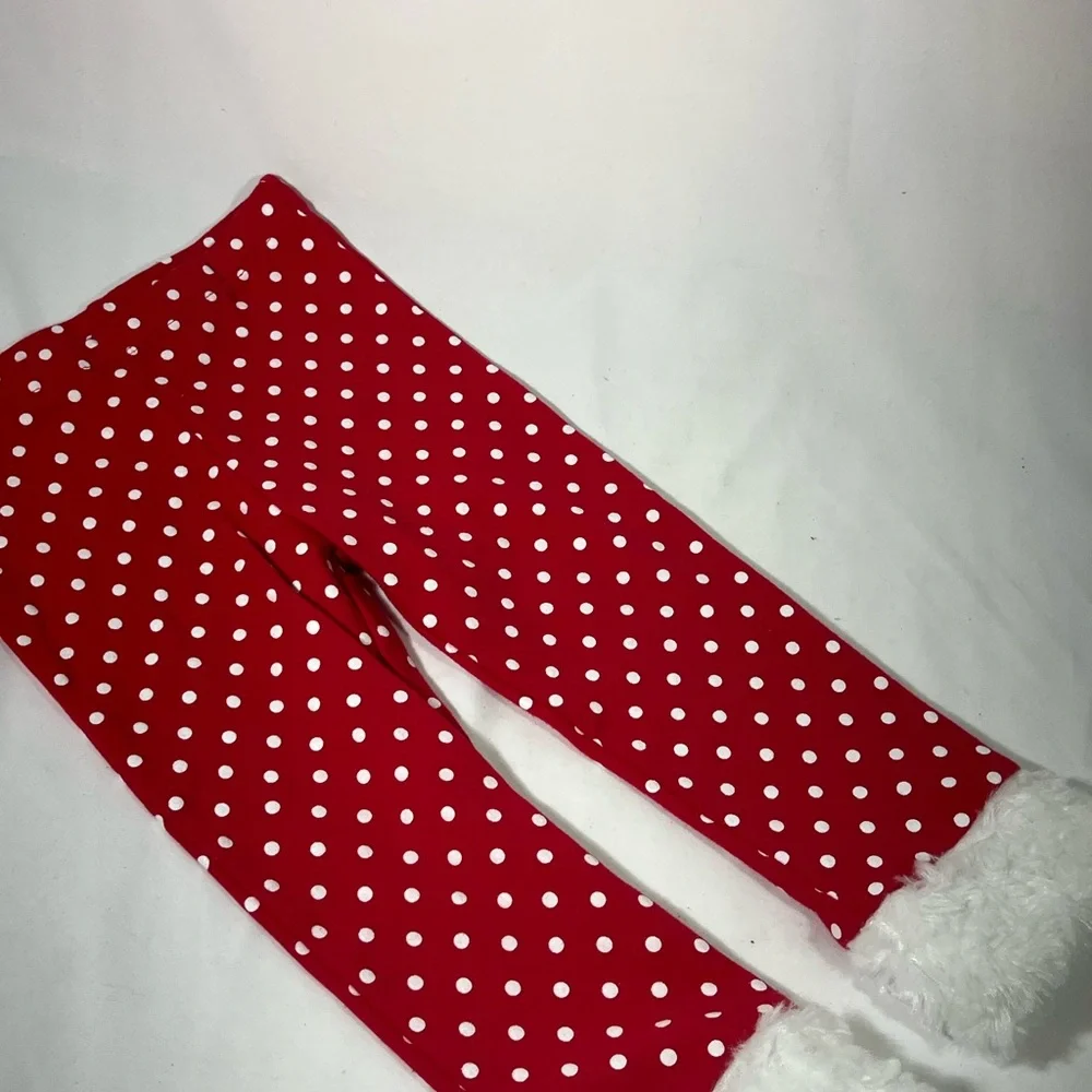 DECORATED ORIGINALS CHRISTMAS LEGGING SET DEER POLKA DOT MILLY W/FUR TRIM 3T NEW